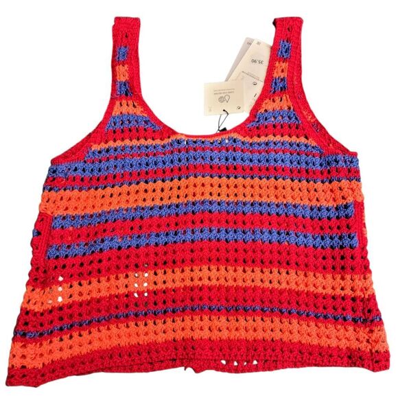Zara NEW Colorful Granny Square Crochet Cotton Lightweight Tank Top Grandmacore - Picture 5 of 11